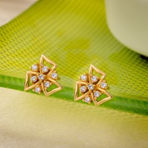 Ladies Designer White Zircon Stone Starburst Earrings