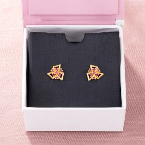 Ladies Designer Pink Zircon Stone Starburst Earrings