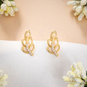 Ladies Cubic Zirconia Stone Gold Plated German Silver Earrings