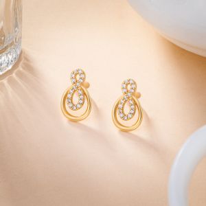 Ladies Designer Cubic Zirconia Stone Gold Plated German Silver Earrings