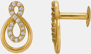 Ladies Designer Cubic Zirconia Stone Gold Plated German Silver Earrings