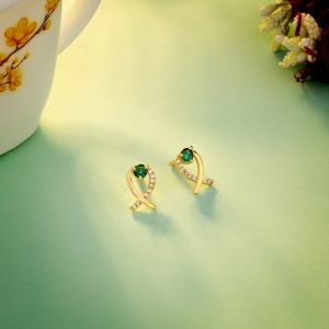 Ladies Designer Zirconia Stone Gold Plated  Earrings