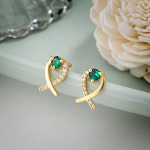 Ladies Designer Zirconia Stone Gold Plated  Earrings