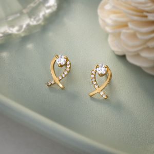 Ladies Designer Zirconia Stone Gold Plated  Earrings