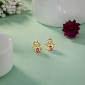 Ladies Modern Gold Plated German Silver Earrings