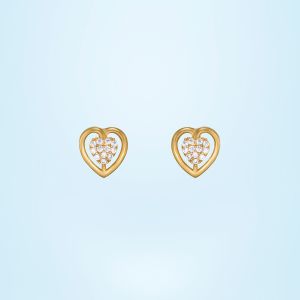 Ladies Heart Design Gold Plated German Silver Earrings