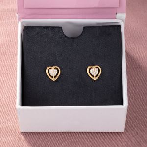 Ladies Heart Design Gold Plated German Silver Earrings