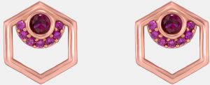 Ladies Modern Hexa Rose Gold Plated Earrings