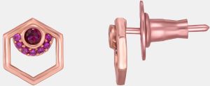 Ladies Modern Hexa Rose Gold Plated Earrings