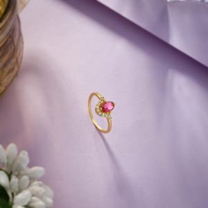 Ladies Designer Gold Plated Gemstone Ring