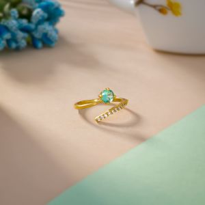 Ladies Fancy Green Gemstone Gold Plated Ring