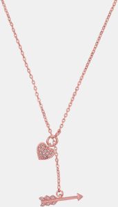 Ladies Rose Gold Plated Heart Shape Pendant With Chain