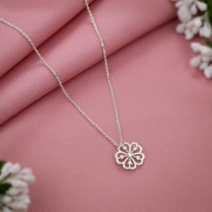 Ladies Flower Design German Silver Pendant With Chain