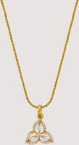 Ladies Trinity Triangle Gold Plated Pendant With Chain