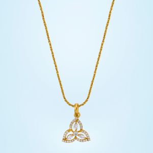 Ladies Trinity Triangle Gold Plated Pendant With Chain