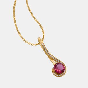 Ladies Modern Design Gold Plated Pendant With Chain