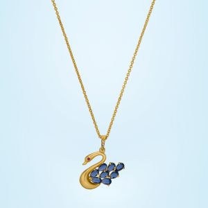 Ladies Graceful Swan Gold Plated Pendant With Chain