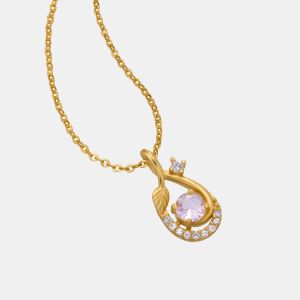 Ladies Designer Gold Plated Pendant With Chain