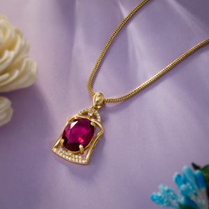 Ladies Designer Emerald Lantern Gold Plated Pendant With Chain
