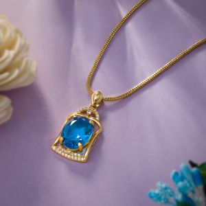 Ladies Designer Emerald Lantern Gold Plated Pendant With Chain