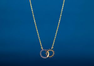 Ladies Sun Moon Classy Gold Plated Pendant With Chain