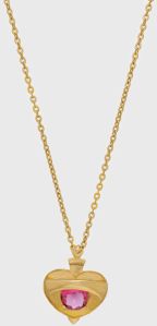 Ladies Stylish Heart Gold Plated Pendant With Chain