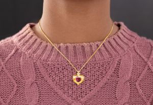 Ladies Stylish Heart Gold Plated Pendant With Chain