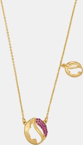 Ladies Fancy Leaf Design Gold Plated Pendant With Chain