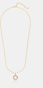 Ladies Fancy Round Design Gold Plated Pendant With Chain