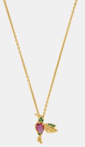 Ladies Hummingbird Gold Plated Pendant With Chain