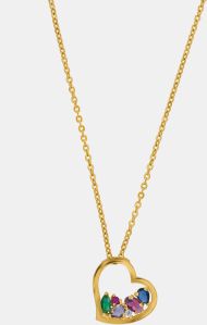Ladies Modern Heart Gold Plated Pendant With Chain