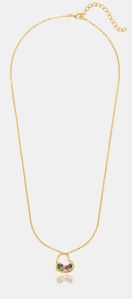 Ladies Modern Heart Gold Plated Pendant With Chain