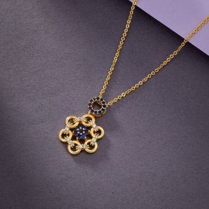 Ladies Trendy Gemstone Gold Plated Pendant With Chain