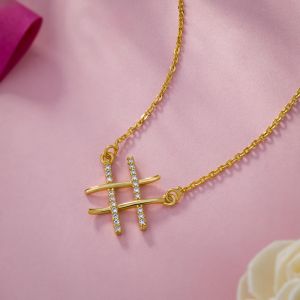 Ladies Modern Two Crossed Plated Pendant  With Chain