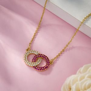 Ladies Green Eternal Unity Radiance Gold Plated Pendant With Chain