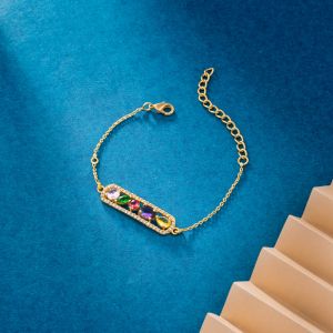 Ladies Gold Multicolor Zircon Stone Bracelet