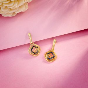 Ladies Fancy Gold Plated Blue Zircon Stone Earrings