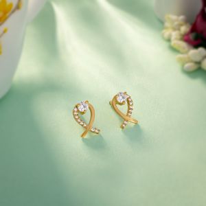 Ladies Designer Zirconia Stone Gold Plated  Earrings