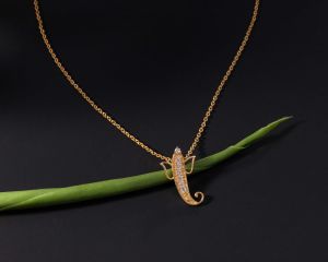 Ladies Blessing Ganesha Zircon Stone Gold Plated Pendant With Chain