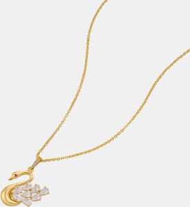 Ladies Graceful Swan Gold Plated Pendant With Chain