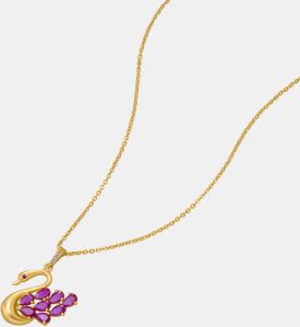 Ladies Graceful Swan Gold Plated Pendant With Chain
