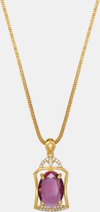 Ladies Designer Emerald Lantern Gold Plated Pendant With Chain
