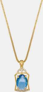 Ladies Designer Emerald Lantern Gold Plated Pendant With Chain