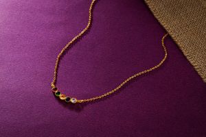 Ladies Designer Gemstone Gold Plated Pendant With Chain
