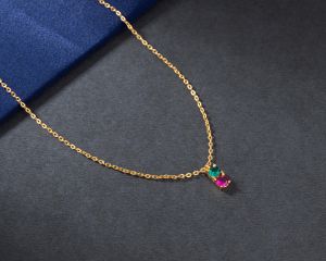 Ladies Fancy Gemstone Gold Plated Pendant With Chain