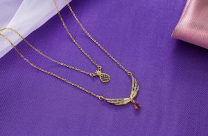 Ladies Angel Wings Design Gold Plated Pendant With Chain