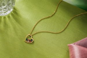 Ladies Modern Heart Gold Plated Pendant With Chain