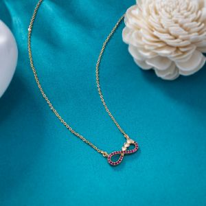 Ladies Endless Love Gold Plated Pendant With Chain