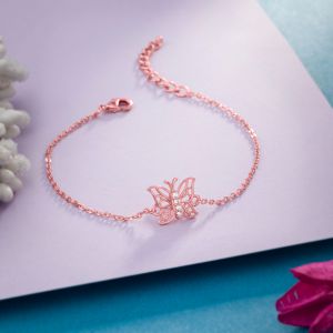 Ladies Rose Gold Butterfly Design Zircon Stone Bracelet