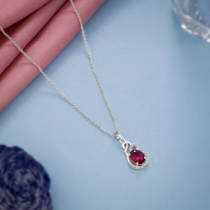Ladies German Silver Plated GemStone Pendant With Chain
